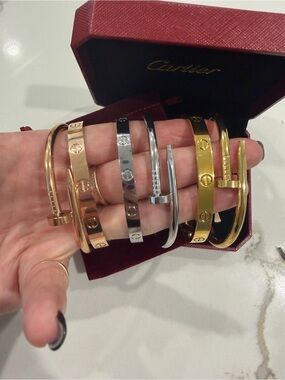 🌟New Screwdriver stainless steel Gold Plated Love or Nail Bracelet Bangle